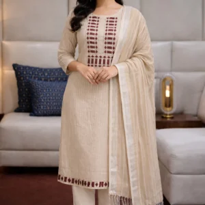 M I TEXTILE Women Cotton Blend Kurti Pant Dupatta Set