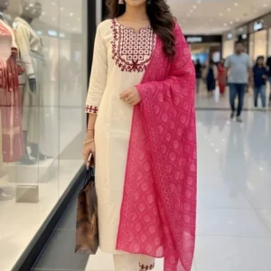 Clothing Hub Embroidered Kurta, Trouser/Pant & Dupatta Set
